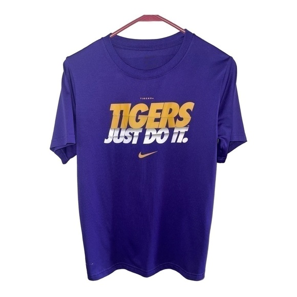 Nike DRIFIT LSU TIGERS JUST DO IT LOGO TEE SIZE SMALL - Picture 1 of 2
